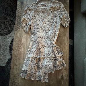 Reformation snake skin print wrap dress